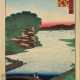 Hiroshige, Utagawa II (1826-1869), "Shokoku Meisho Hyakkei - Bushû Yokohama Noge (100 berühmte Ansichten verschiedener Provinzen - Bushû Provinz, Noge bei Yokohama)" 1859, Farbholzschnitt, sign. Hiroshige ga, Verleger Uoya Eihsi, im Pass… - Foto 1