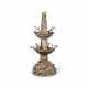 A POLYCHROME PAINTED POTTERY THREE-TIERED CHANDELIER - фото 1