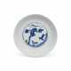 A MOULDED BLUE AND WHITE ‘DEER AND PINE TREE’ CHRYSANTHEMUM DISH - фото 1