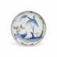 AN ENAMELLED BLUE AND WHITE ‘FIGURAL’ SAUCER DISH - photo 1