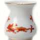 Kleine Meissen-Vase, Balusterform, Reicher Drache korallenrot, goldschattiert, mit Goldrand, 1. Wahl , H. 6,5 cm - Foto 1