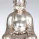 Buddha-Figur "Shakyamuni", Metall, silberfarben gefasst, H. 17 cm - photo 1