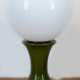 Designer-Tischlampe TA89 von Carlo Nason für Selenova, Italien 1960er Jahre, Glas, runde Milchglaskugel auf grünem Glasfuß, Beleuchtung in 3 Varianten möglich: Fuß, Kugelschirm oder beides, H. 68 cm, Dm. 31 cm - photo 1