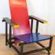 Armlehnstuhl, Gerrit Thomas Rietveld Design, Holz mehrfarbig gefaßt, Gebrauchspuren, 88x66x80 cm - photo 1