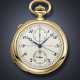 PATEK PHILIPPE, RARE YELLOW GOLD MINUTE REPEATING SPLIT-SECONDS CHRONOGRAPH OPENFACE POCKET WATCH - фото 1