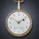 CHEVALIER & CO, YELLOW GOLD, PEARLS AND ENAMEL QUARTER REPEATER VERGE OPENFACE POCKET WATCH - Foto 1