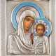 A SMALL ICON SHOWING THE KAZANSKAYA MOTHER OF GOD WITH A SILVER AND CHAMPLEVÉ ENAMEL OKLAD - photo 1
