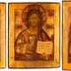 THREE ICONS FORMING A DEISIS SHOWING CHRIST PANTOKRATOR, THE MOTHER OF GOD AND ST. JOHN THE FORERUNNER - photo 1