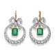 Paar Art Nouveau Schleifenohrhänger mit Smaragden und Diamanten - фото 1