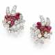 Pear shaped ruby, round and baguette diamond white… - фото 1