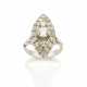 Old mine diamond and white gold navette shaped rin… - фото 1