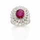 Oval ct. 2.76 ruby, round and marquise diamond whi… - Foto 1