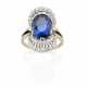 Oval ct. 6.90 circa sapphire and diamond white gol… - фото 1