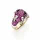 White gold diamond and ruby frog shaped ring, g 11… - photo 1