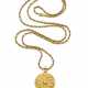 Long yellow hammered gold chain necklace with circ… - photo 1