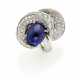 Cabochon sapphire and pavè diamond white gold ring… - photo 1