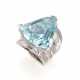 Triangular ct. 43/45 circa aquamarine and diamond… - Foto 1