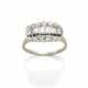 Round and baguette diamond white gold ring, in all… - фото 1