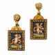 Yellow 14K gold pendant earrings holding two danci… - photo 1