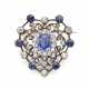 Sapphire and diamond 9K gold and partly gilded sil… - Foto 1