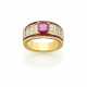 Octagonal ct. 1.00 circa ruby yellow gold ring acc… - Foto 1