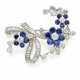 Diamond and sapphire flower and ribbon shaped broo… - фото 1