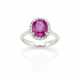 Oval ct. 3.00 ruby and diamond white gold ring, g… - photo 1