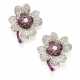 Two ruby and diamond pavè four leaf clover brooche… - фото 1