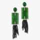 Ein Paar sehr feine Jade Ohrgehänge mit Brillanten und Onyx - photo 1