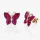 Ein Paar Schmetterlings - Ohrstecker verziert mit Rubinen und Brillanten - photo 1