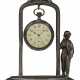 A SILVER AND NIELLO POCKET WATCH AND FIGURAL PEWTER STAND - Foto 1