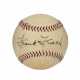 FRANK FRISCH AUTOGRAPHED BASEBALL: DISPLAYS AS SINGLE SIGNED PLAYING CAREER EXAMPLE (PSA/DNA 8 NM-MT) - photo 1
