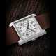 CARTIER. A RARE 18K WHITE GOLD LIMITED EDITION SINGLE BUTTON CHRONOGRAPH SQUARE WRISTWATCH - photo 1