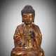 Lackvergoldete Figur eines Bodhisattva aus Holz und Trockenlack - Foto 1