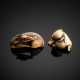 Zwei Netsuke: Reh und Hündchen aus Elfenbein mit schöner Patina - Foto 1