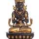 Partiell vergoldete Bronze des Bodhisattva Vajrasattva auf einem Lotos sitzend - photo 1