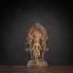 Vishnu aus Bronze auf Stand mit Mandorla teils mit Goldfassung - photo 1