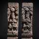 Zwei Holzstützen mit geschnitztem Reliefdekor wohl von Vyagravaktra und Bhairava - photo 1