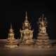 Drei sitzende Buddha-Figuren aus Bronze mit Lackvergoldung - Foto 1