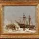 Joseph SUCHET (1824-1896). Scène portuaire en hiver - Foto 1