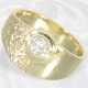Ring: Massiver Goldschmiedering mit einem Brillant… - фото 1