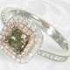 Ring: sehr hochwertiger Diamantring mit grünem Fan… - фото 1