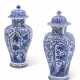 A PAIR OF BLUE AND WHITE BALUSTER JARS AND COVERS - фото 1
