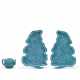 A TURQUOISE-GLAZED BISCUIT EWER AND COVER AND A PAIR OF TURQUOISE-GLAZED BISCUIT DISHES - фото 1
