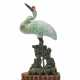 A LARGE JADEITE AND SPINACH-GREEN JADE STANDING CRANE - photo 1
