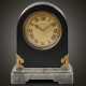 CARTIER, RARE BLACK LACQUERED, YELLOW METAL AND HARDSTONE MOUNTED ART DECO DESK CLOCK - photo 1