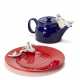Ico Parisi. Blue ceramic teapot and red ceramic cake… - фото 1