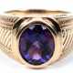 Ring, 375er GG, besetzt mit oval facettiertem Amethyst in Zargenfassung, ges. 8,6 g, RG 63 - Foto 1