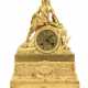 Pendule, Frankreich um 1850, vergoldetes Bronzegehäuse, figürlich, Jüngling mit Buch, Fadenaufhängung, Schlagwerk auf Glocke, gangfähig, H. 39 cm - Foto 1