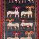 Gabbeh, Persien, mit Tierdarstellungen, Steinböcke auf anthrazitfarbenem Grund, Fransen unterschiedlich lang, 170x107 cm - Foto 1